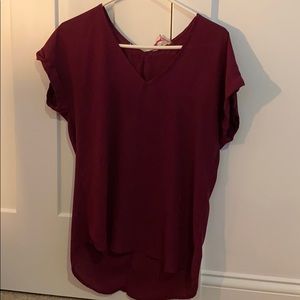 Maroon v-neck blouse
